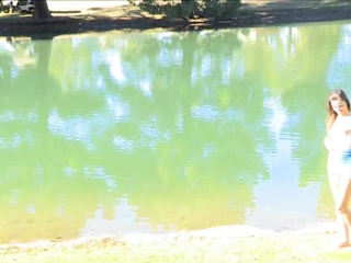 Engaging young chick Carlie costume is rubbing her cherry