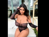 Busty curly brunette with big boobs fucks on couch