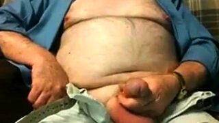 Hairy Grandpa Bear Fondling His Cock