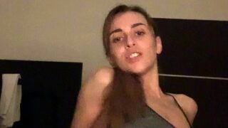 Pulled amateur babe shows her big boobs