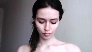 Beautiful teen brunette Jessica Sinn masturbates