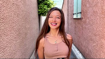 Petite french slut hard banged in threeway with double cum load in mouth